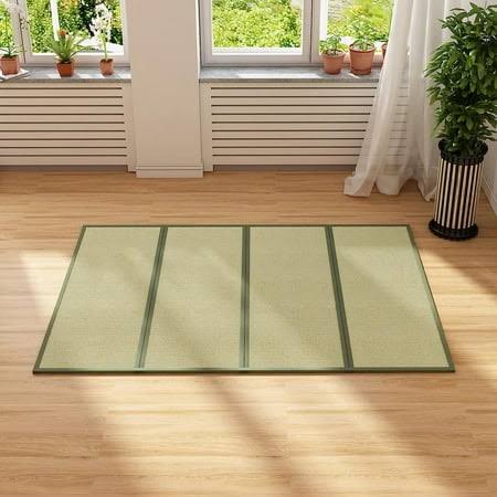 Twin Size Tatami Mat, Natural Grass Tatami,Folding Japanese Floor Sleeping Mattress With Non-Slip Breathable Memory Foam For Small Place/