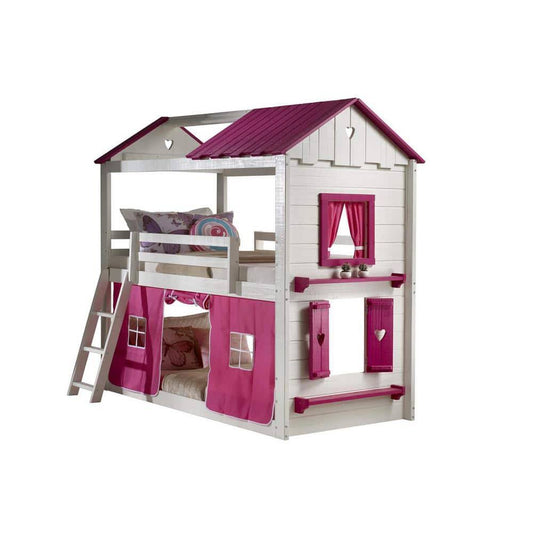 Bunk Bed In White And Pink