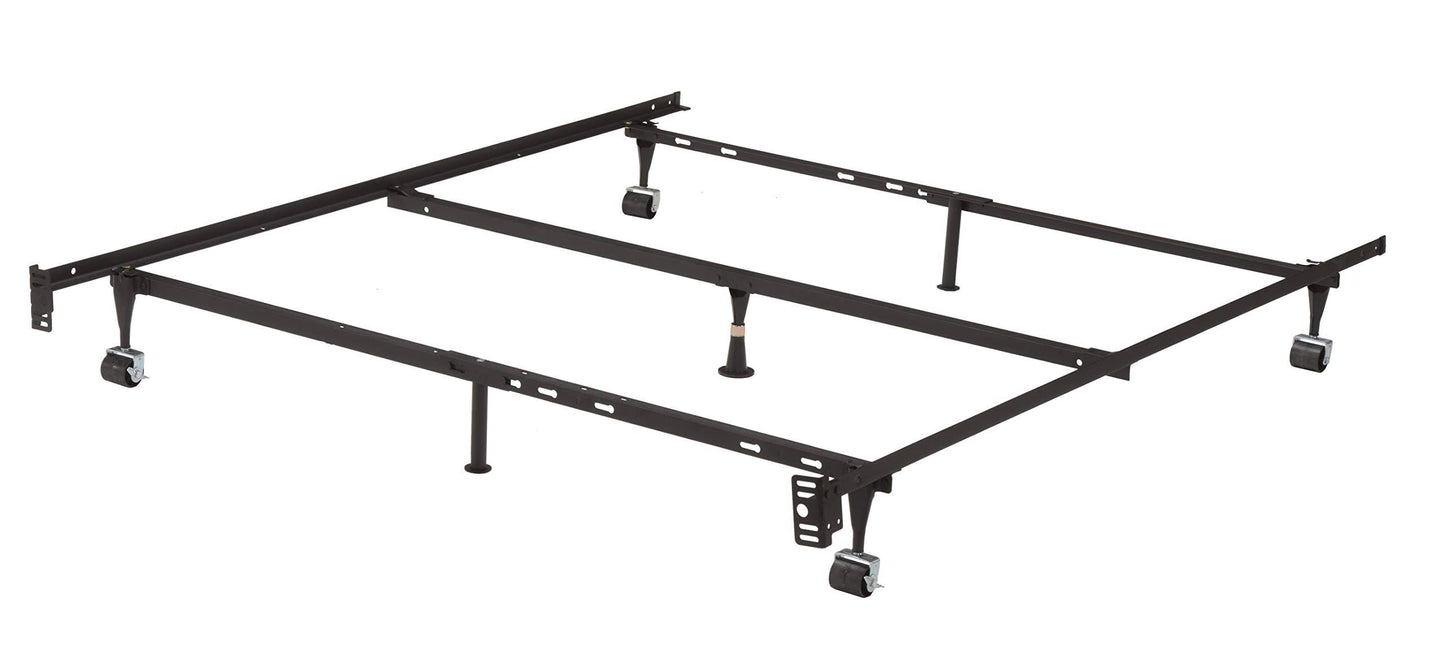 Brand Furniture 7-Leg Heavy Duty Metal Queen Size Bed Frame With Center Support & Locking Wheels