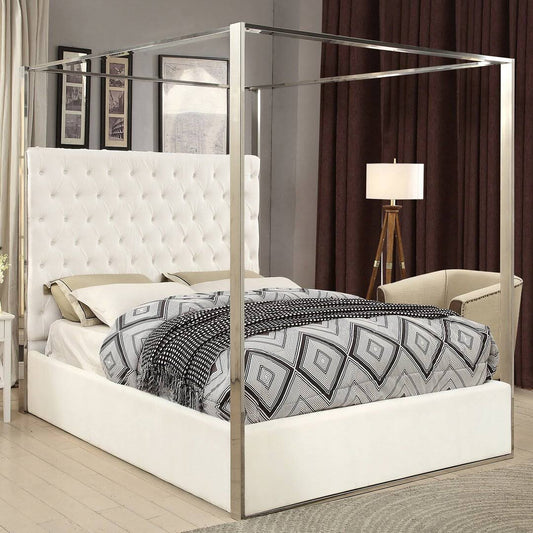 Upholstered Canopy Bed Everly Quinn Size: Queen, Color: Black