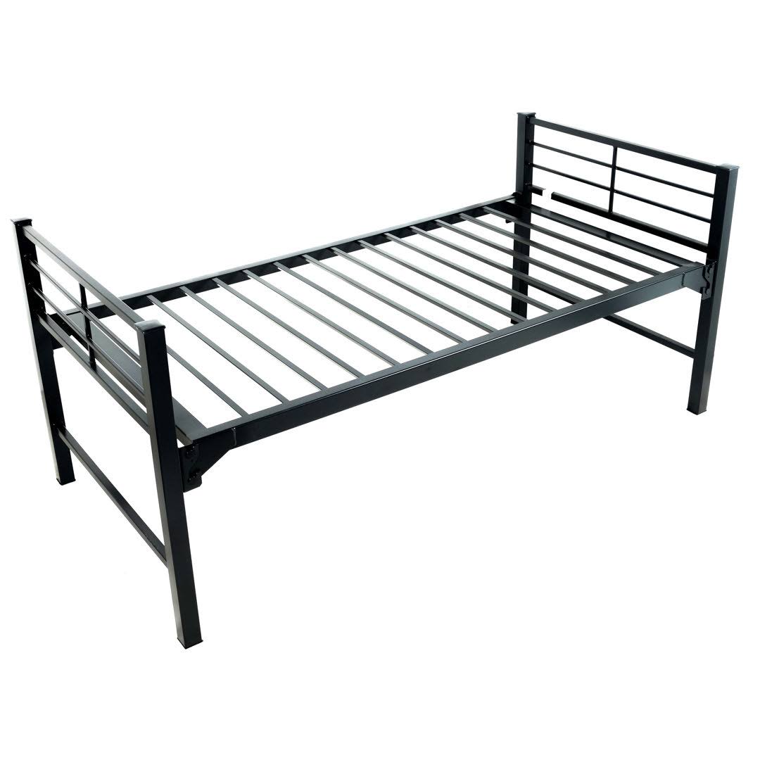 University 2 Heavy Duty Steel Bunk-Able Platform Frame Bed - Black - Twin