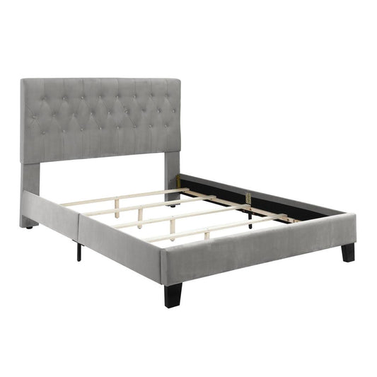 Tufted Upholstered Low Profile Bed Etta Avenue Size: King, Color: Navy