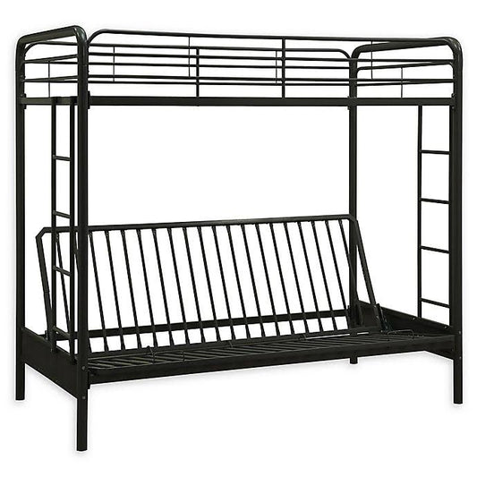 Twin Over Futon Metal Bunk Bed In Black