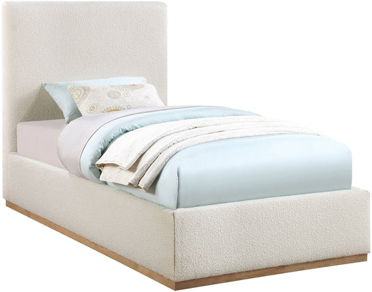 Cream Boucle Fabric King Bed |