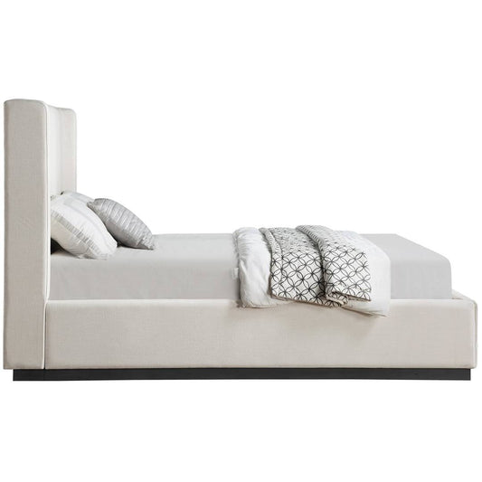 Upholstered Panel Bed  Color: Cream, Size: Queen