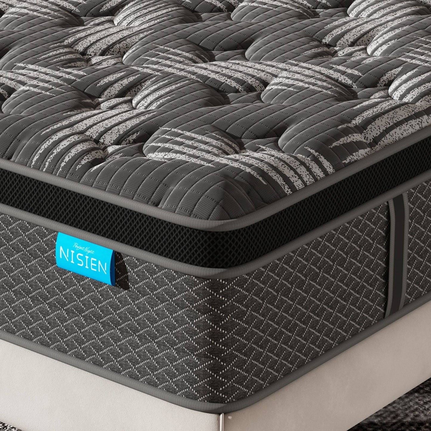 10 Inch Certipur-Us Certified Memory Foam Pocket Spring Mattress,Hybrid Innerspring Mattress,Full Mattress In A Box, Black