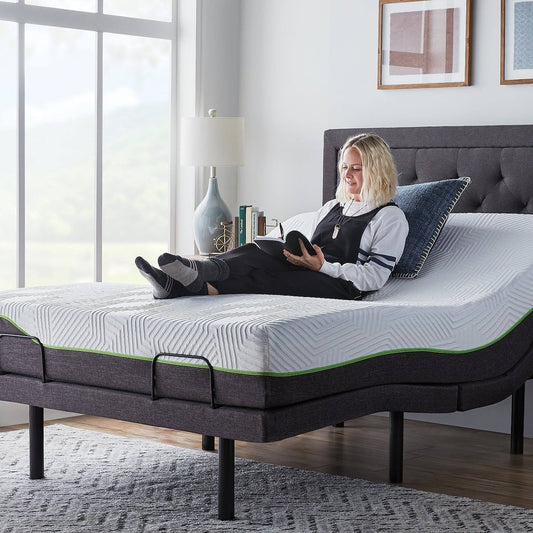 Comfort Collection 12-Inch Split King Size Memory Foam Hybrid Mattress With L300 Adjustable Base (Split King), Green