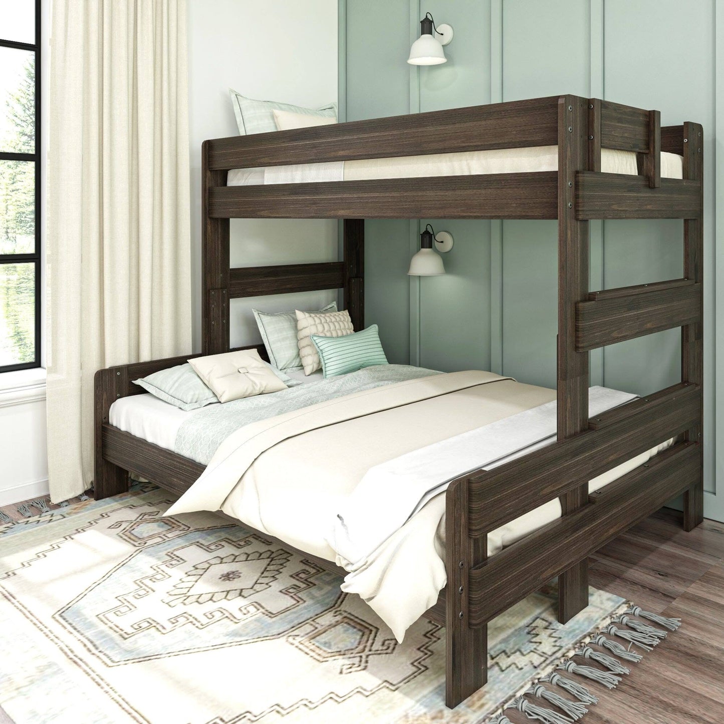 And Lily Farmhouse Twin Xl Over Queen Bunk Bed - Pecan