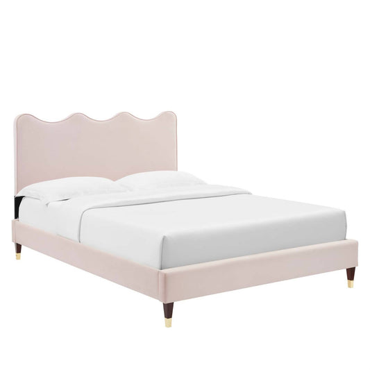 Current Twin Platform Bed Dusty Rose Performance Velvet