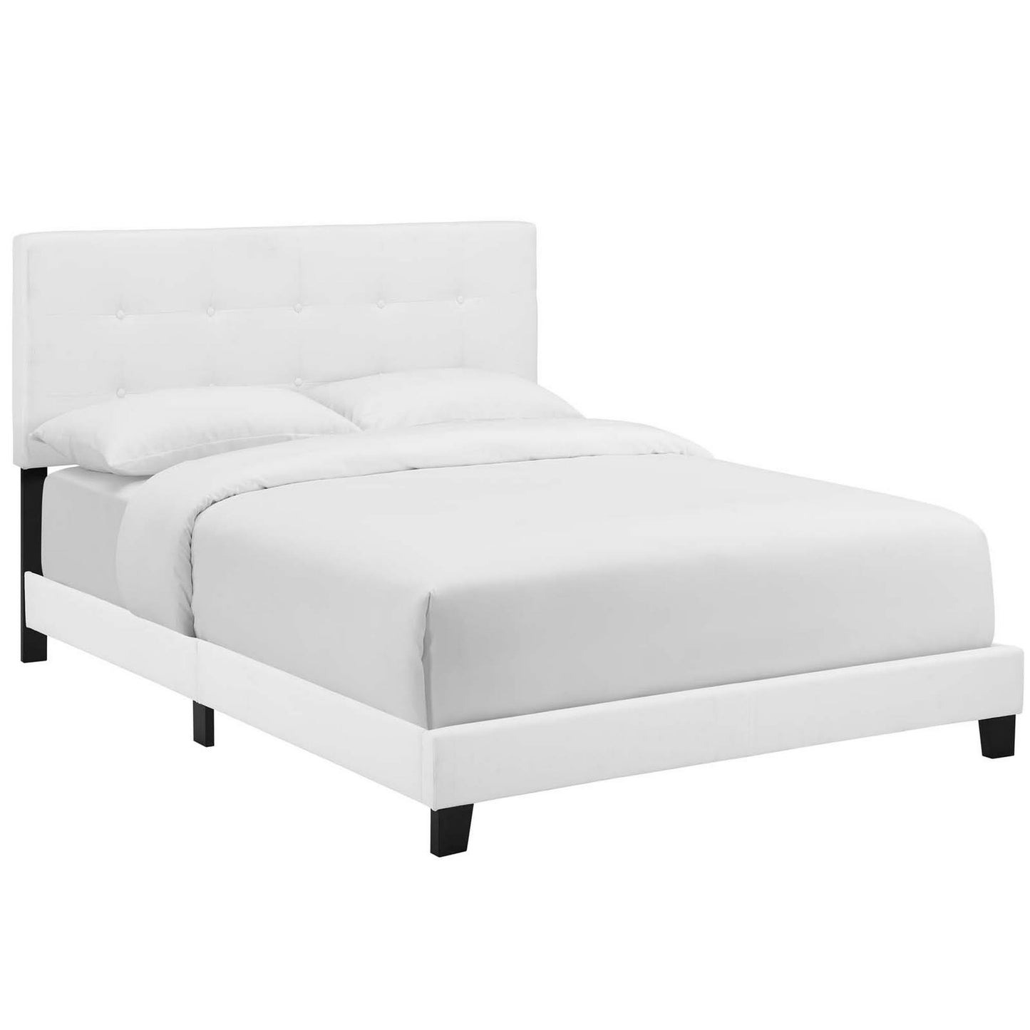 Amira Full Upholstered Fabric Bed - White