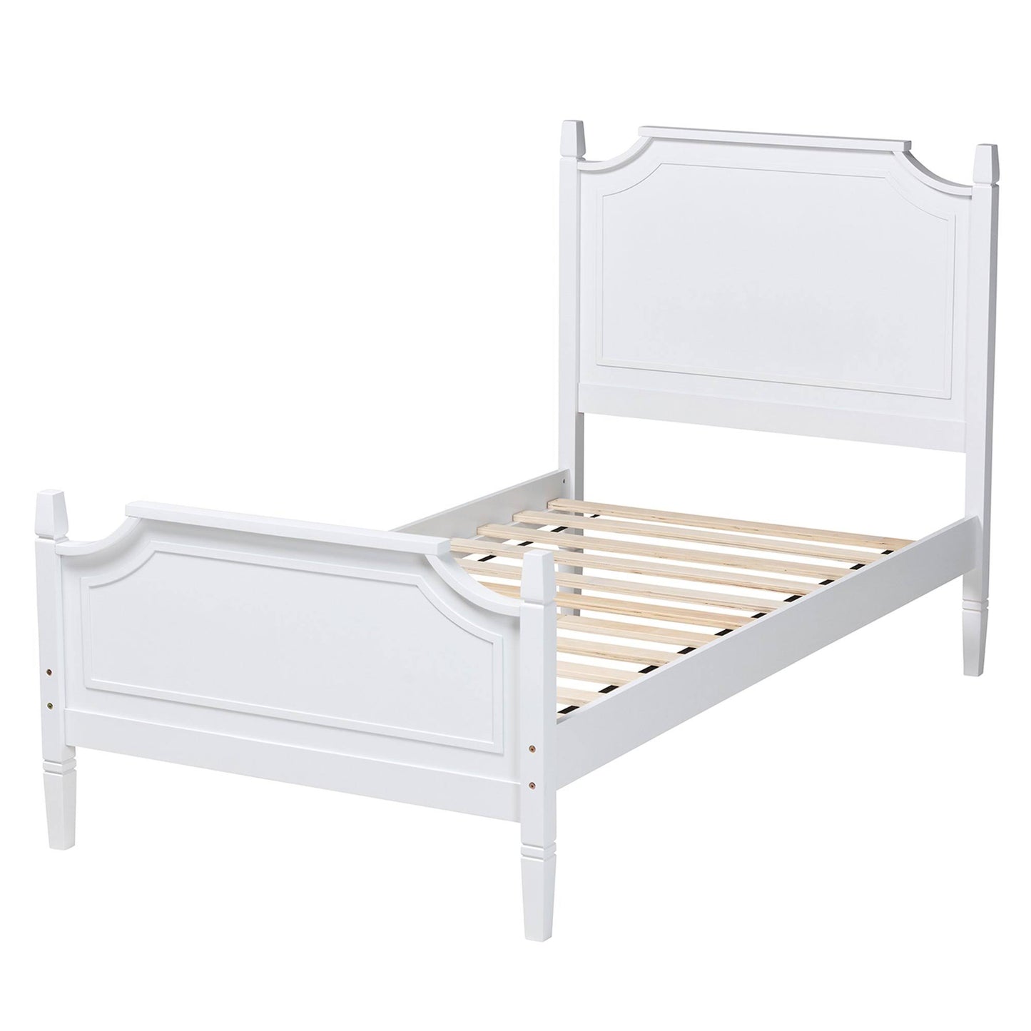 Classic And Traditional White Finished Wood Twin Size Platform Bed