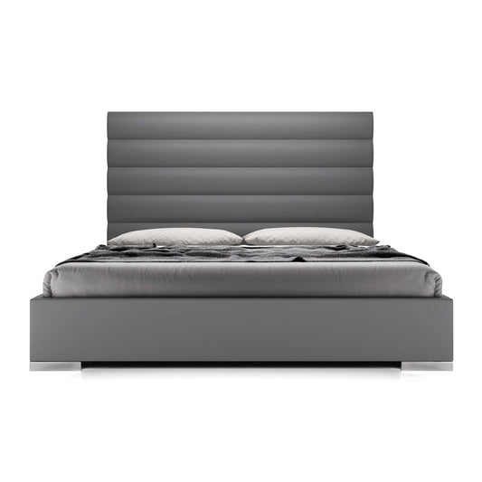 Upholstered Platform Bed Queen / Pearl Gray Eco Leather