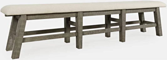 Telluride Rustic Distressed Pine 85 Upholstered Dining Bench Driftwood Gray