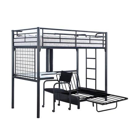 Contemporary Metal Loft Bunk Bed With Desk