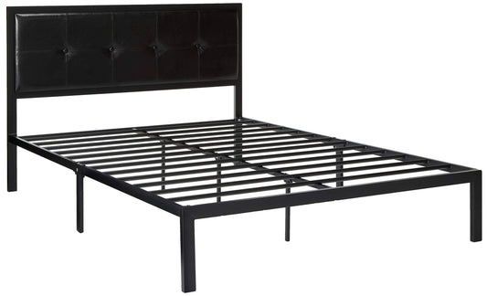 Cherie Faux Leather Classic Platform Bed With Support Slats, Queen