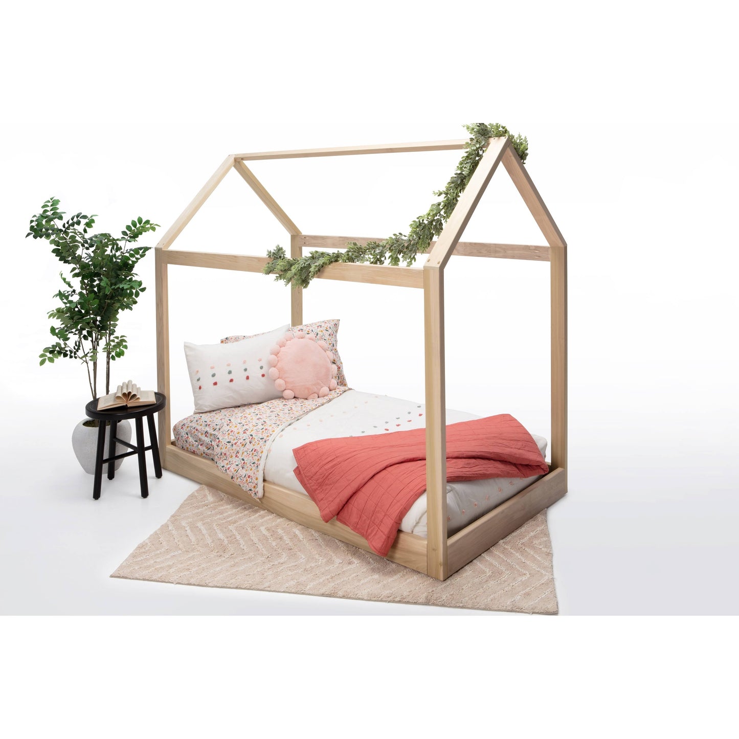 Twin Sr House Bed With Raised Base Natural - Twin Size