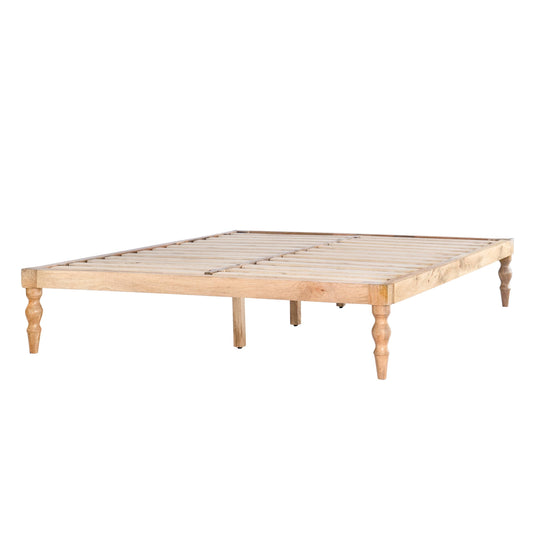 Whitewash Wood Frame King Platform Bed