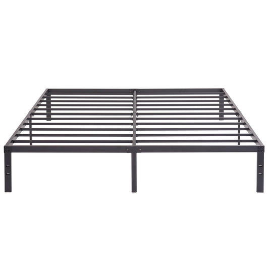 14 Inch Platform Bed Frame/Mattress Foundation/No Box Spring Needed/Steel Slat Support (Queen Size) Black