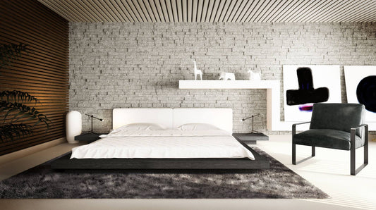 Worth King Bed In White Eco Leather And Walnut