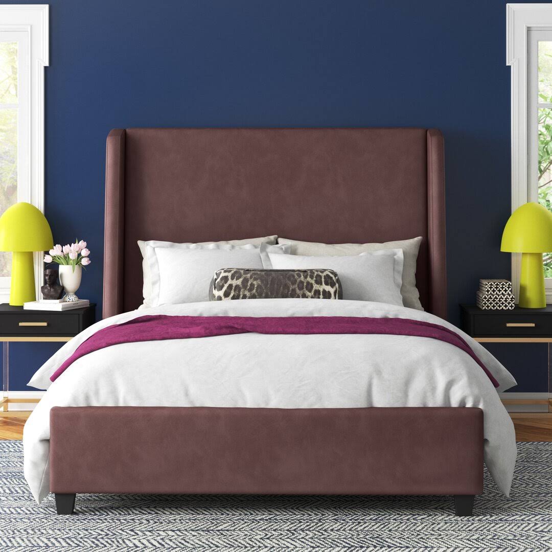 Upholstered Low Profile Platform Bed Etta Avenue Color: Blush, Size: Full