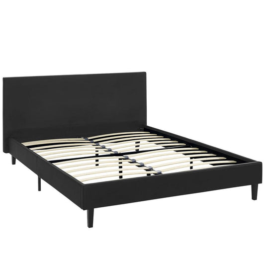 Anya Faux Leather Upholstered Full Platform Bed, Black