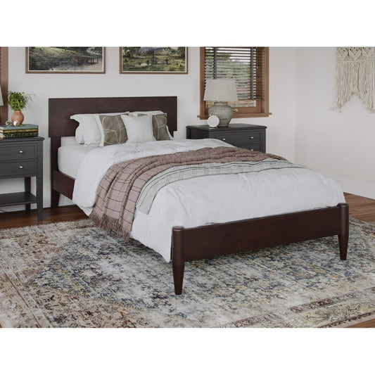 Aria Full Modern Solid Wood Low Profile Platform Bed, Light Toffee