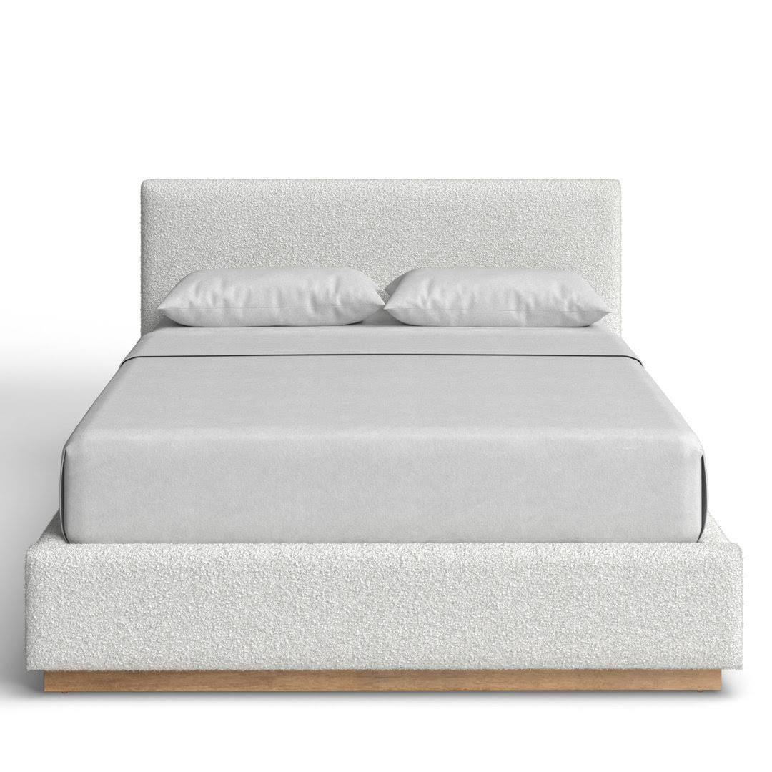 Upholstered Platform Bed  Color: Cream, Size: King