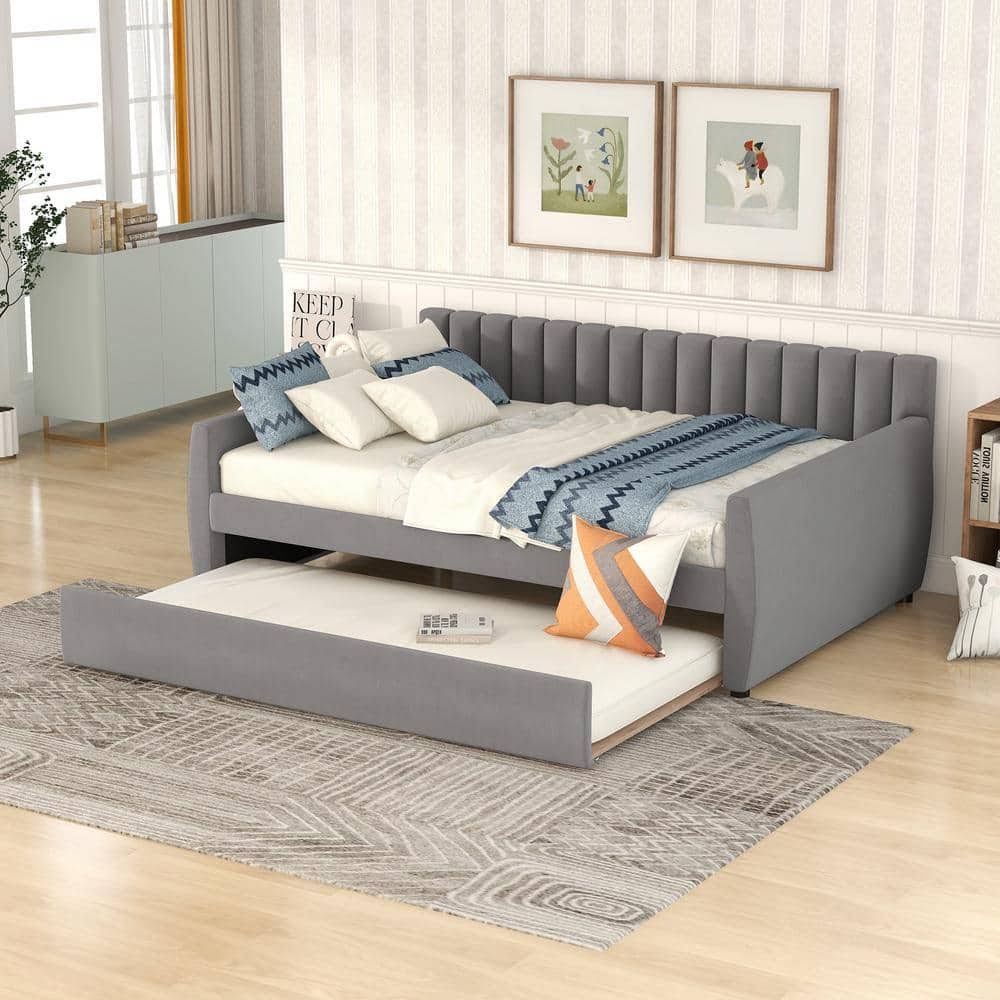 Twin Size Upholstered Velvet Daybed With 2-Storage Drawers