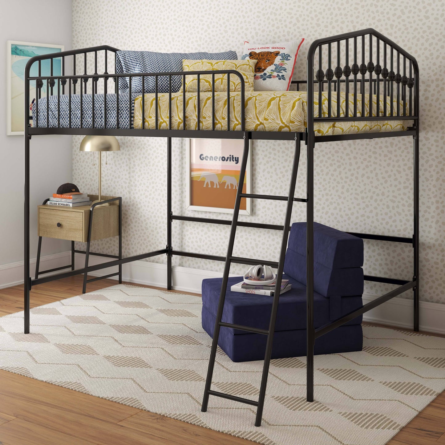 Bushwick Metal Full Loft Bed, Black