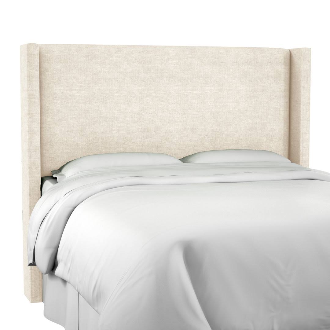 Upholstered Wingback Headboard Joss & Main Color: Zuma White Textured Linen, Size: Queen