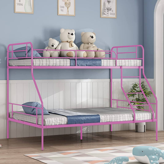 Twin Over Full Bunk Bed W/Ladder And Guardrail, Space-Saving Design, No Box Spring Needed, Mint Green