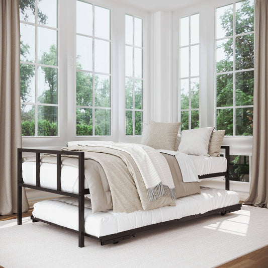 Twin Daybed And Pop Up Trundle Set Black Frame - Mattresses Sold Separately