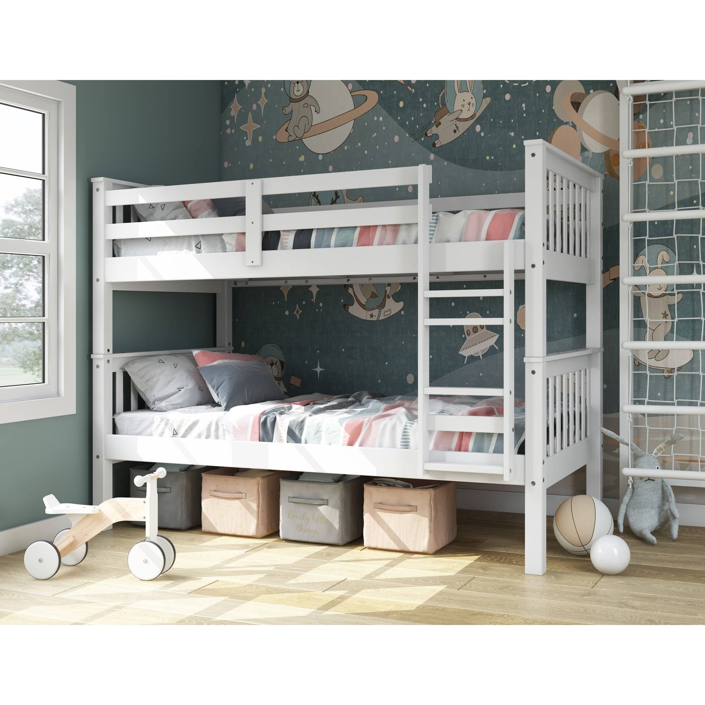 100% Solid Wood Mission Twin Over Twin Bunk Bed - Java