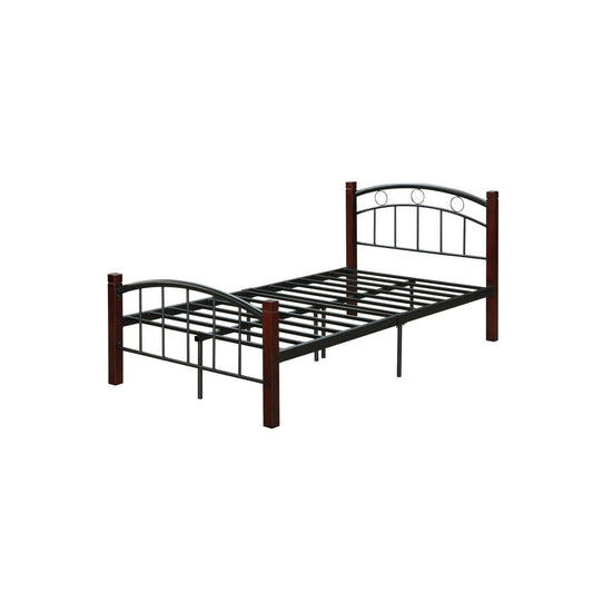 Complete White Metal Platform Bed With Headboard And Footboard In Twin Size