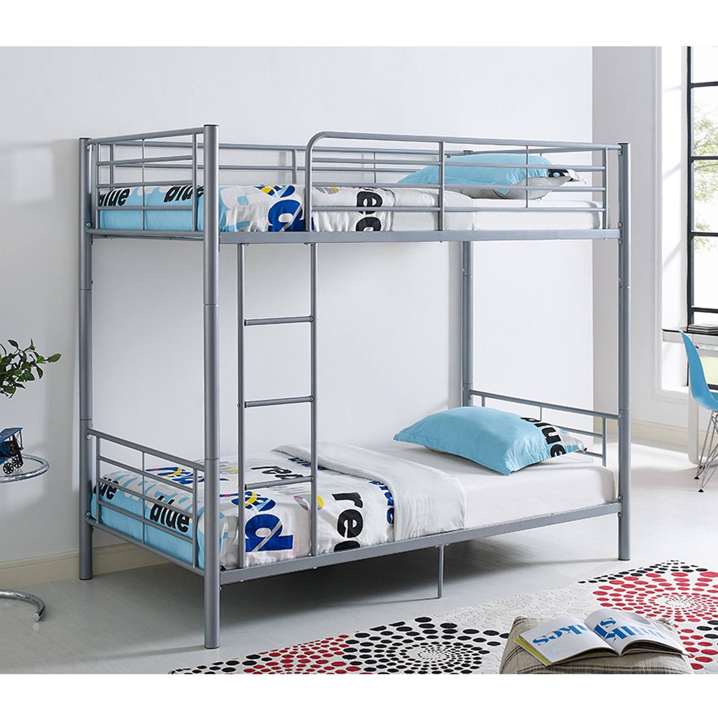 Twin Over Twin Metal Bunk Bed - White