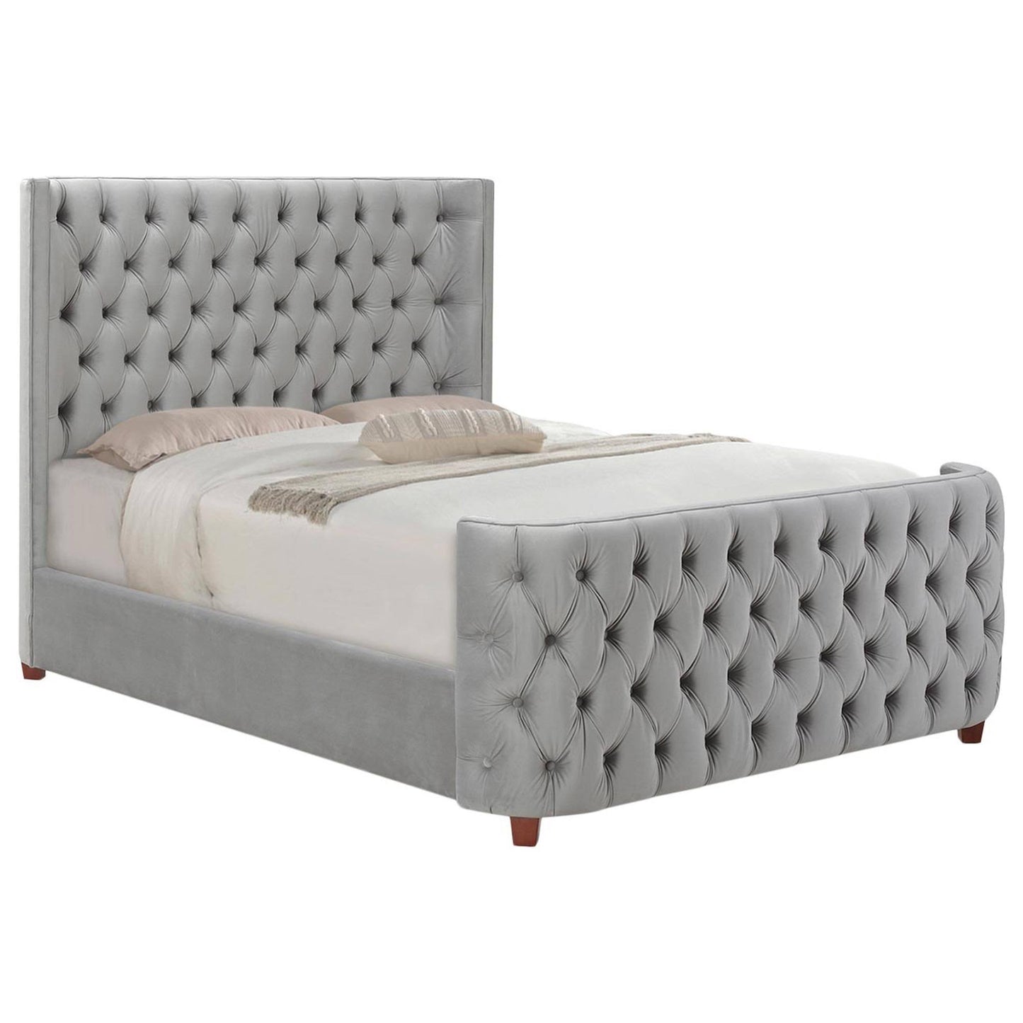 Brooklyn Tufted Bed King Navy Blue Velvet