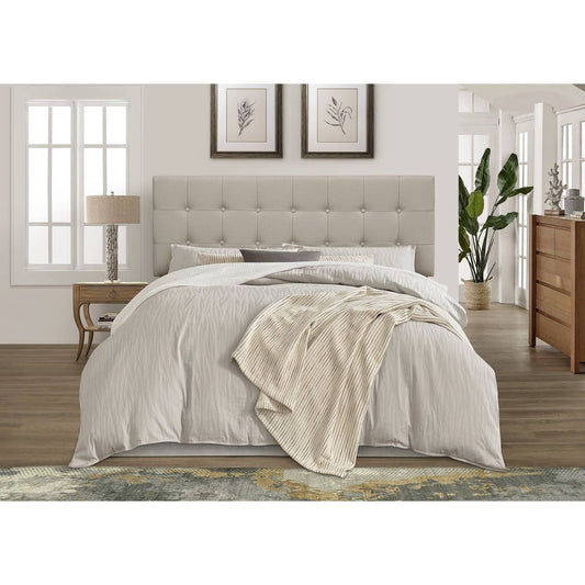 Button-Tufted Upholstered Transitional Adjustable Headboard - Grey - Twin