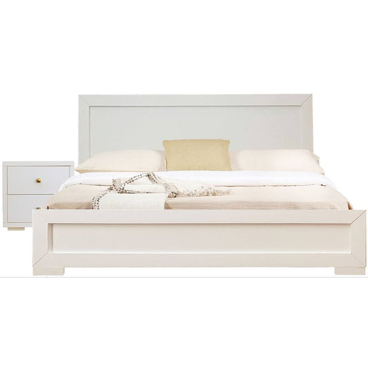 Trent White Wooden Queen Platform Bed