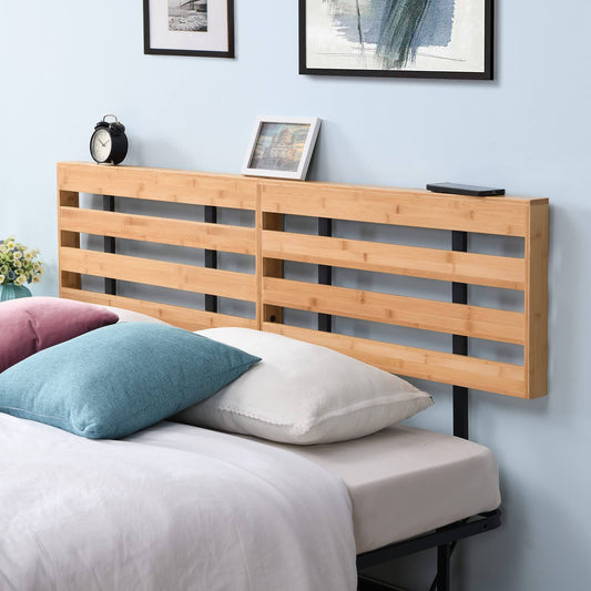 Comfort Bamboo Headboard, King/Cal King Size, Adjustable Height - Attach Metal Platform Bed Frame - Headboard Only, Headboard Shelf, Easy To