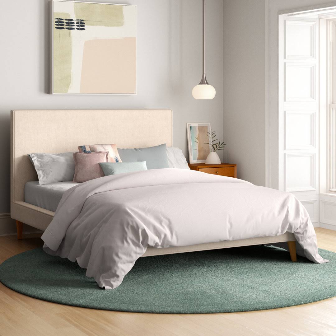 Upholstered Low Profile Platform Bed  Color: Dark Gray, Size: Full