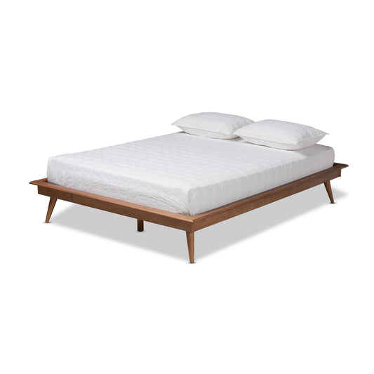 Ulva Contemporary Walnut Wood Platform Bed Frame - Queen