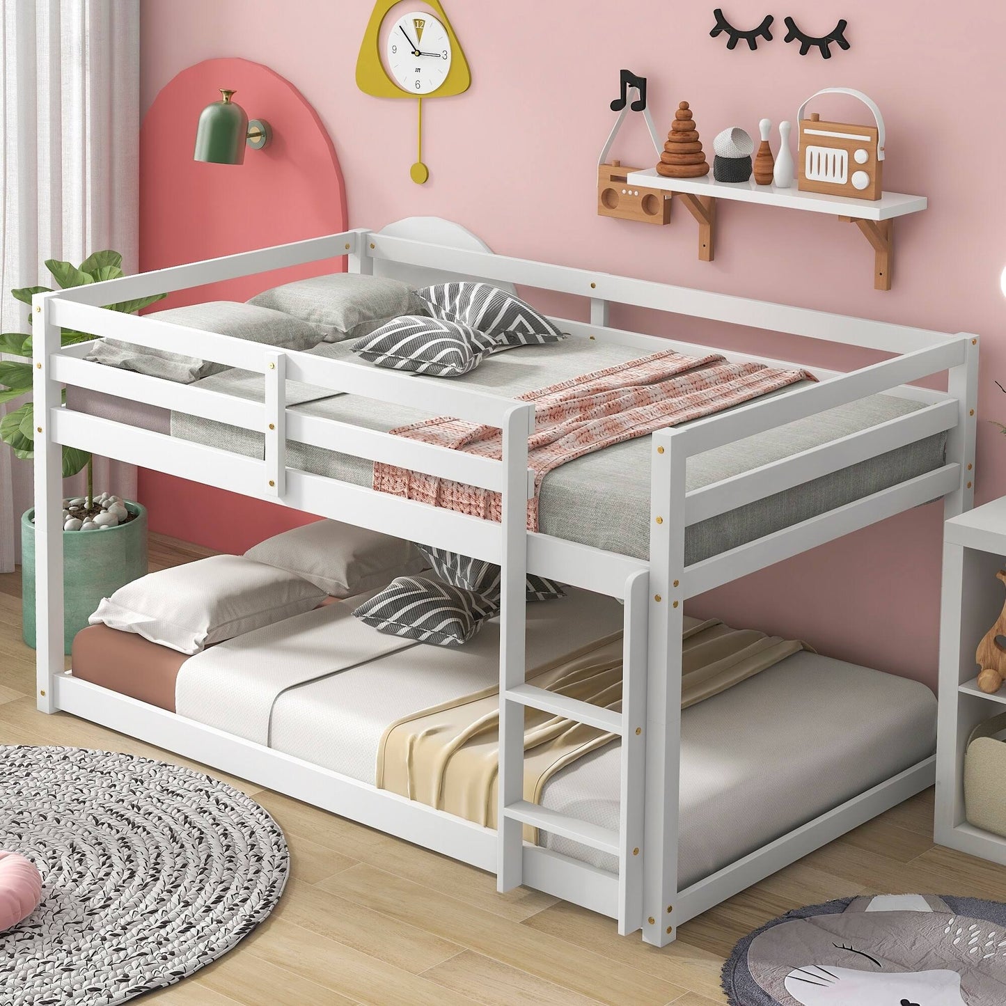 Twin Over Twin Floor Bunk Bed - Grey