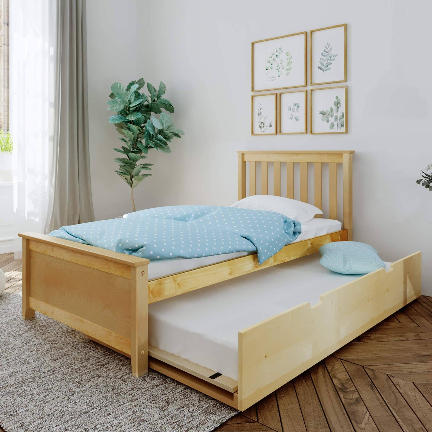 Twin-Size Bed With Trundle | Pecan | Max & Lily