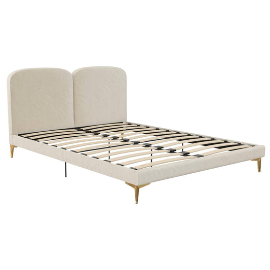 By Cosmopolitan Coco Upholstered Bed, Queen, Taupe Velvet