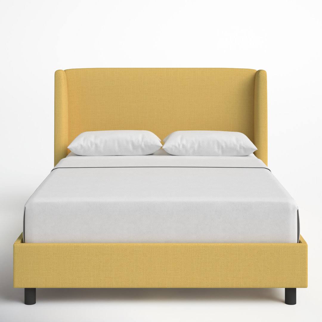 Upholstered Low Profile Platform Bed Joss & Main Color: Zuma Atomic Textured Linen, Size: Queen