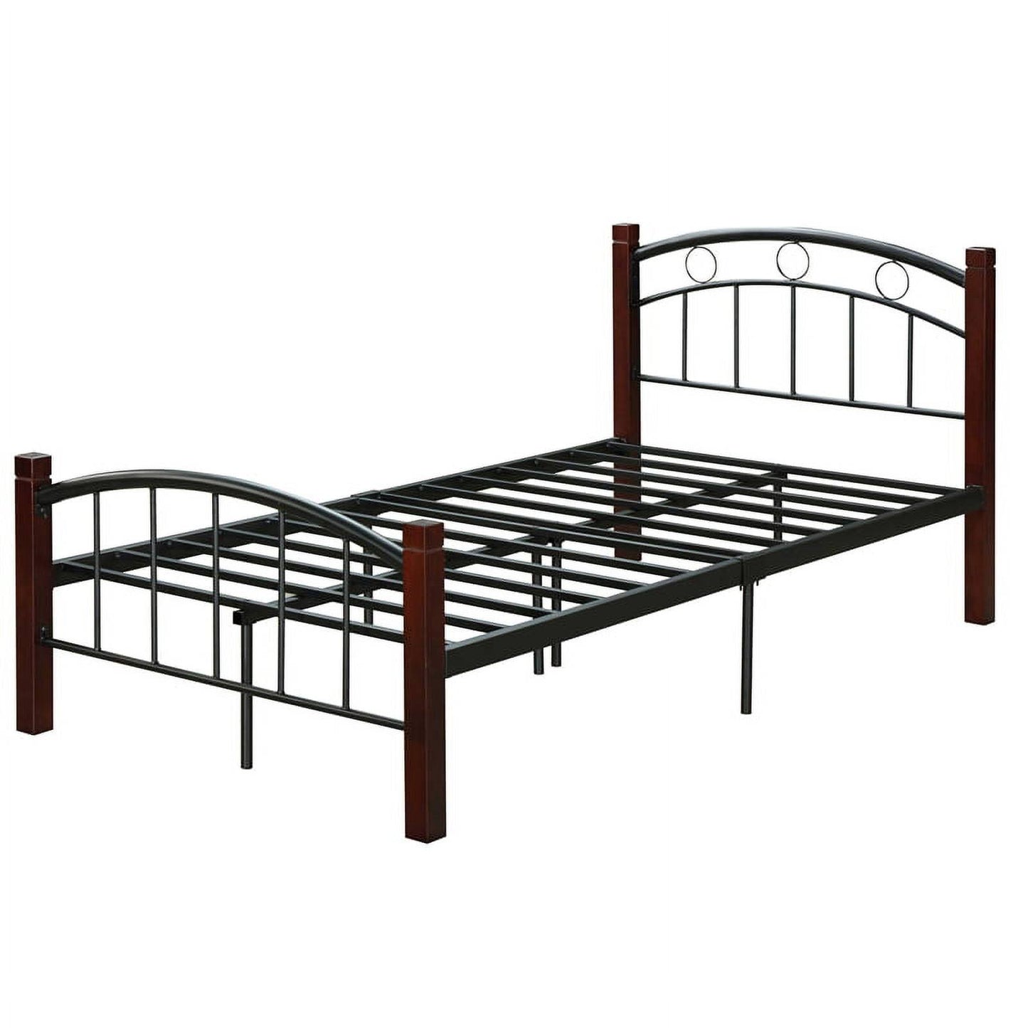 Complete White Metal Platform Bed With Headboard And Footboard In Queen Size