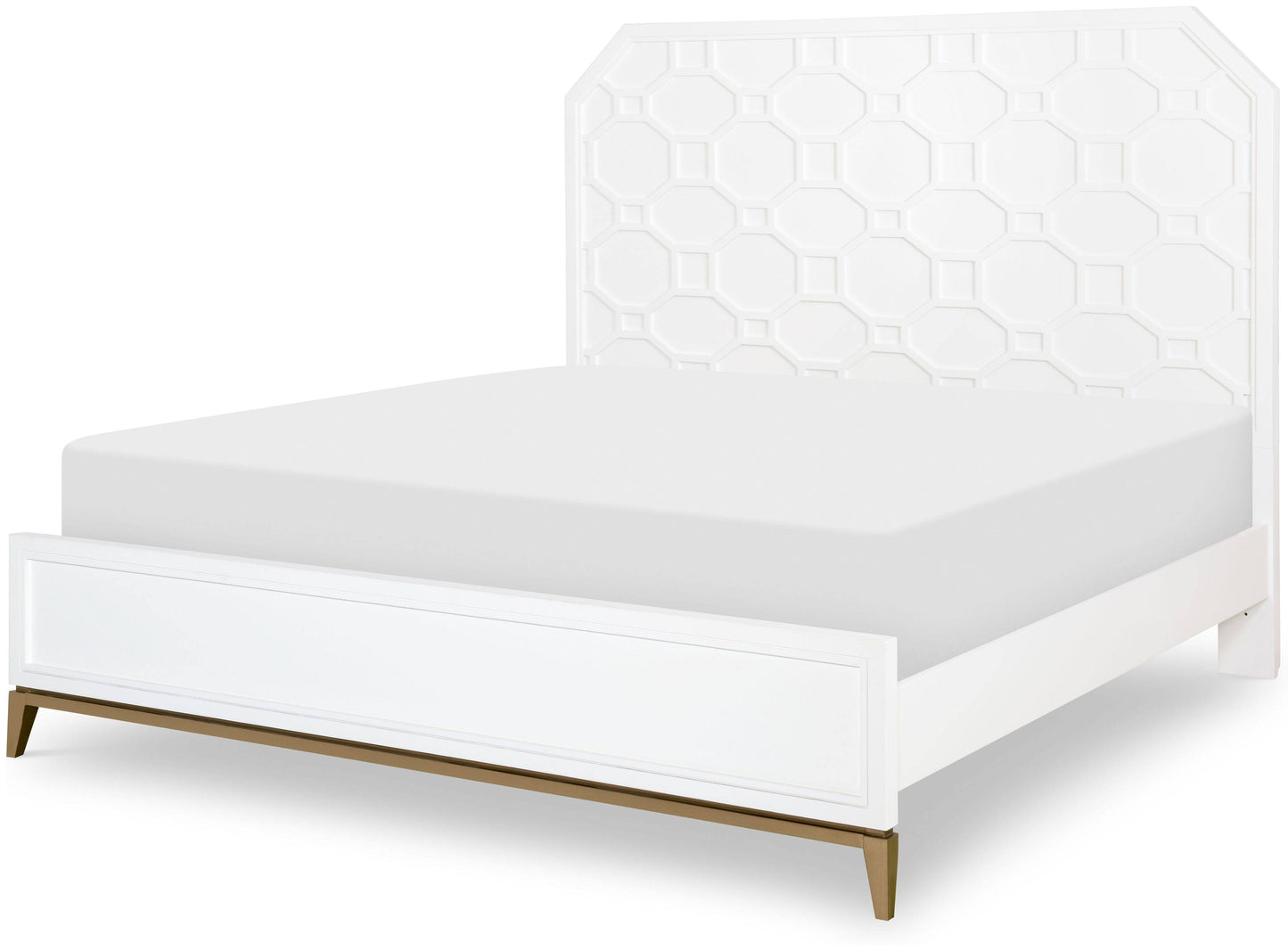 White And Gold Twin Panel Bed By Rachael Ray