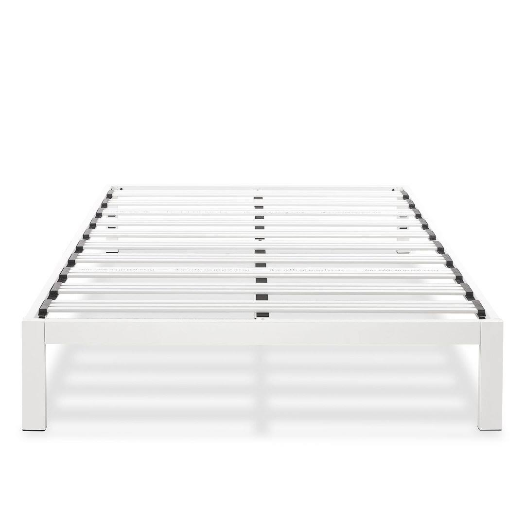 White Metal Platform Bed Frame Size: King