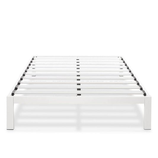 White Metal Platform Bed Frame Size: King