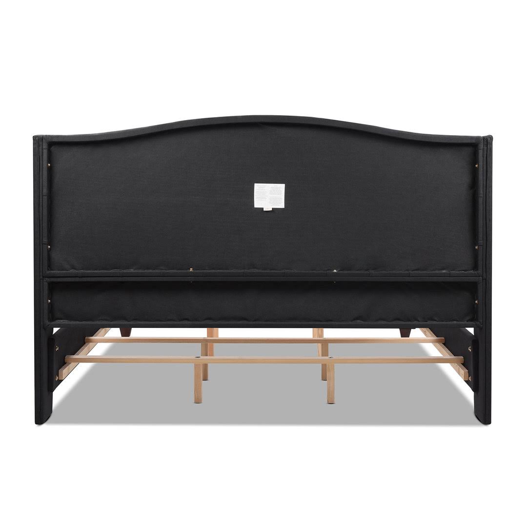 Upholstered Wingback Bed  Size: King, Color: Jet Black Basketweave